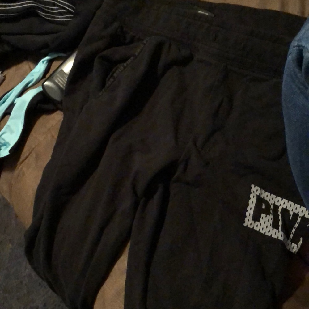 Pink. Black joggers